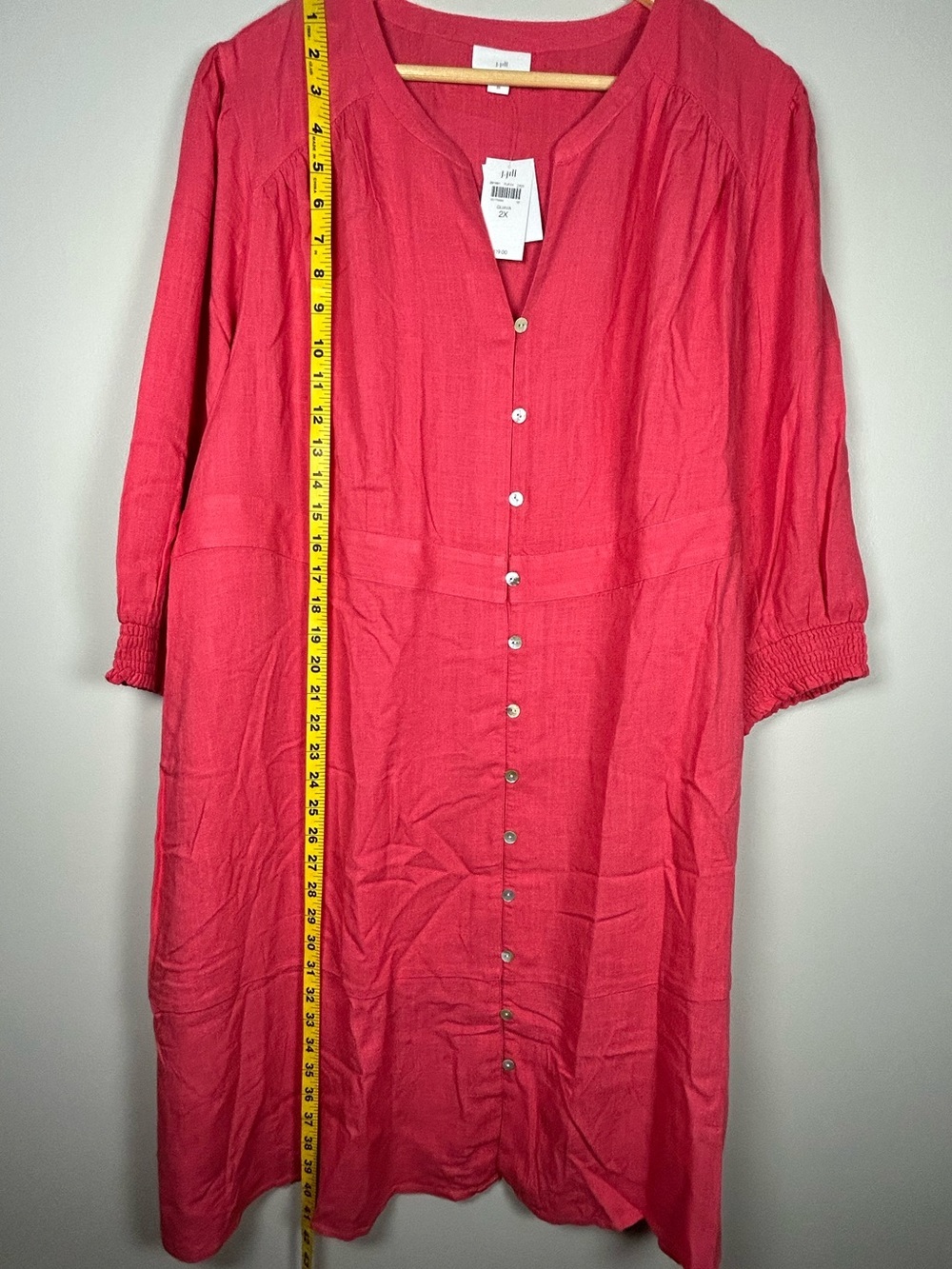 J. Jill Guava Linen Blend Dress 2X Coastal Boho Button Up Midi NWT - Picture 12 of 12